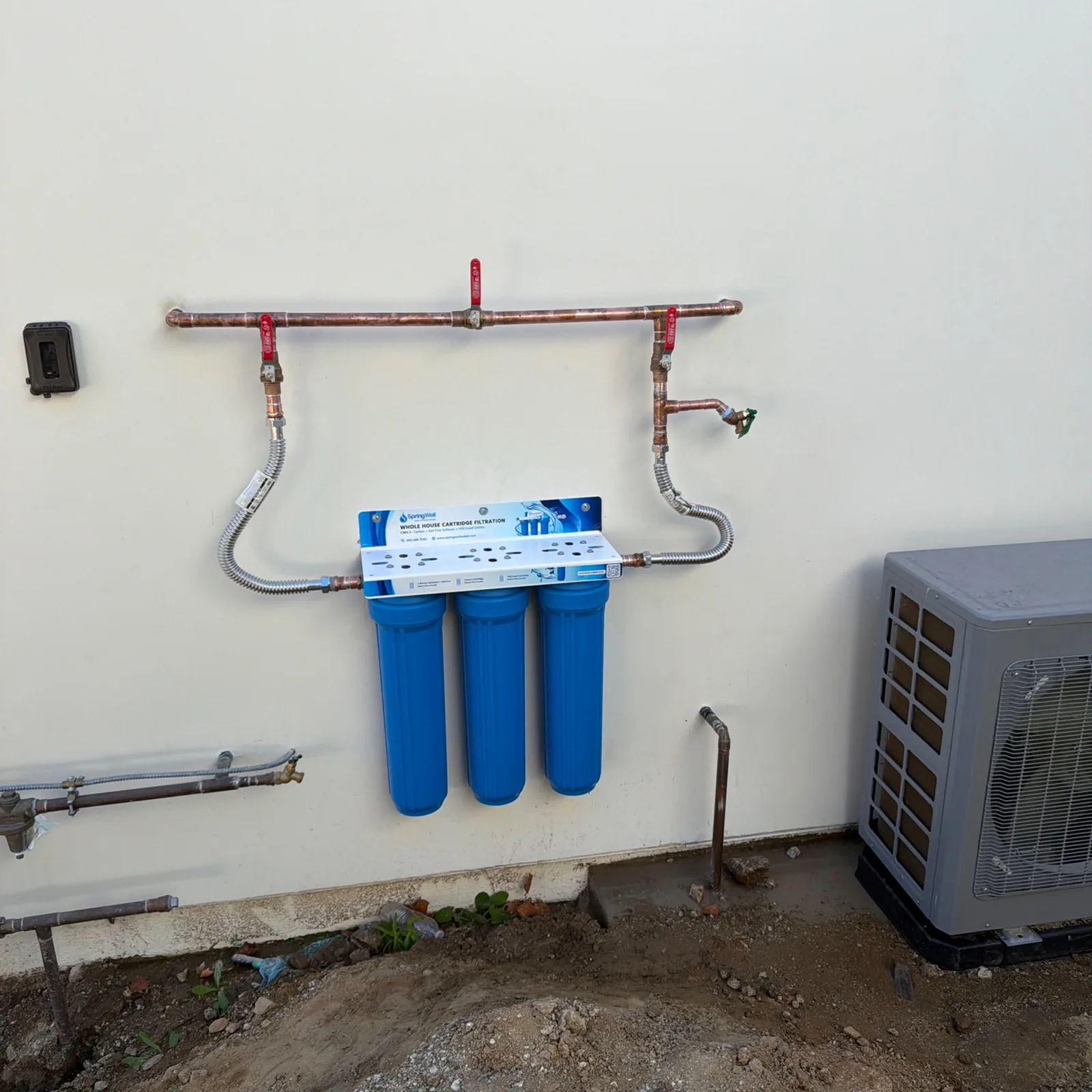 Whole house water filtration installation